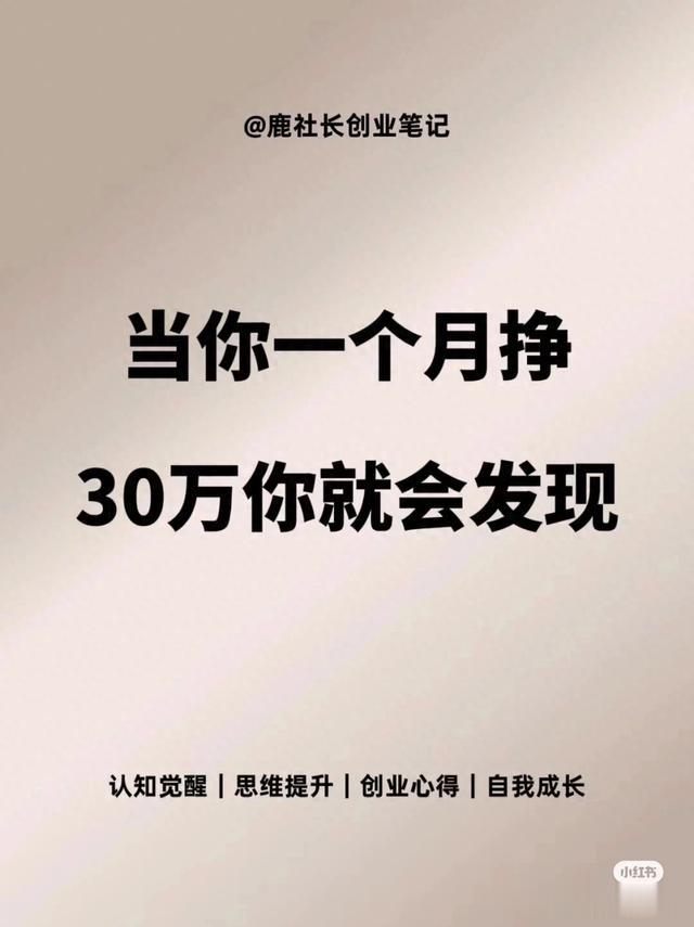 当你一个月挣 30 万，就会发现…