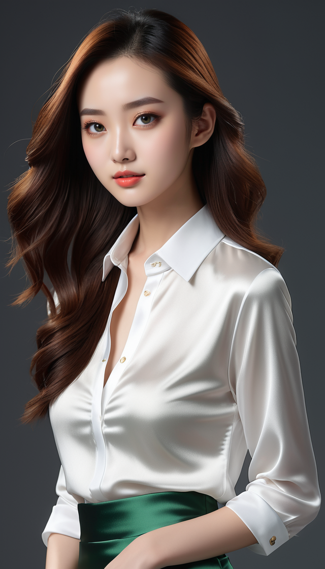 缎面套裙与丝绸衬衫的完美组合