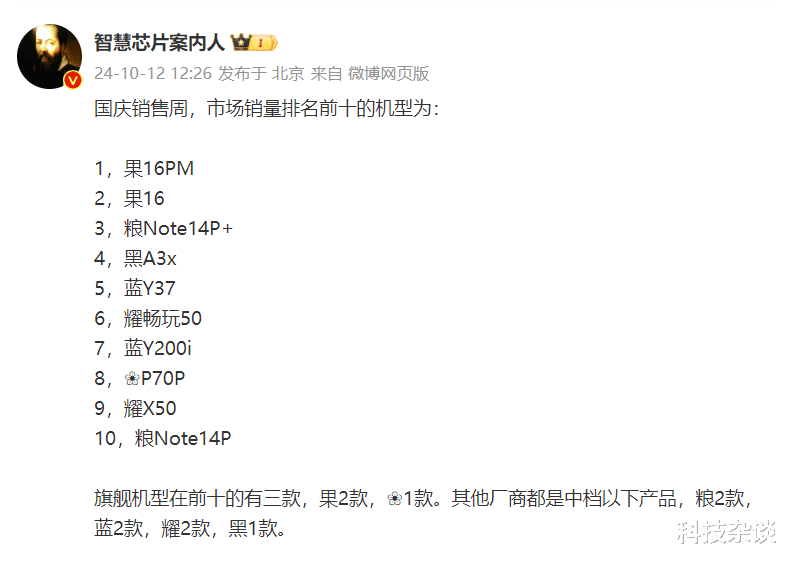 十一單機銷量Top10：前二被蘋果霸占，安卓旗艦只有華為