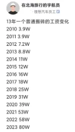 理想员工自爆，13年从3.9万到80万薪酬变化