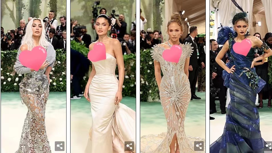 金卡戴珊Met Gala红毯出炉！夸张腰臀比太不真实，网友质疑咋呼吸