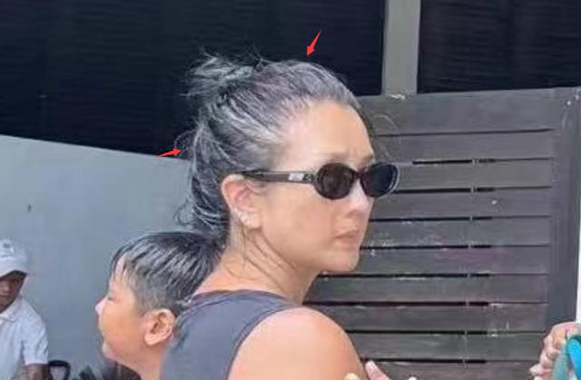 何洁一家五口泰国度假,38岁的她满头白发,两女儿颜值身材差太大