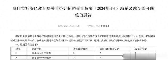 教师招聘因多岗位取消编制致无人报考取消招聘计划？多方回应