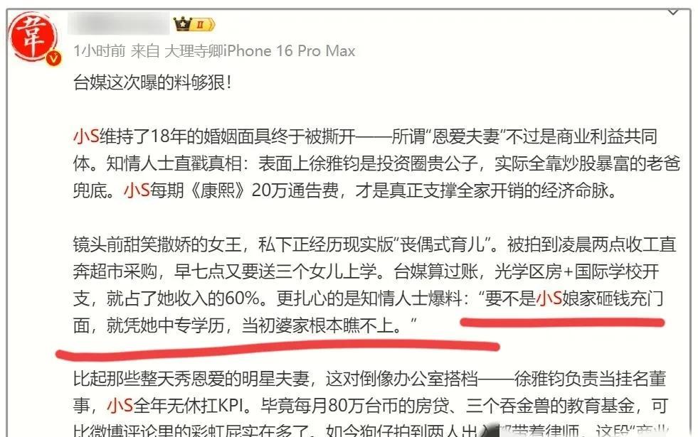 S家大戏反转?台娱人士揭秘:小S真实状况堪忧,“犬象公司”水很深?