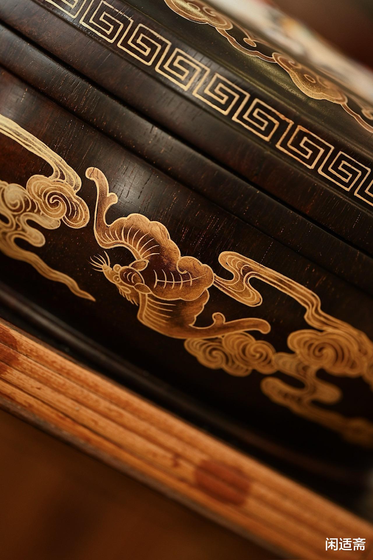 珍藏，紫檀描金，百宝嵌太平有象，收纳捧盒