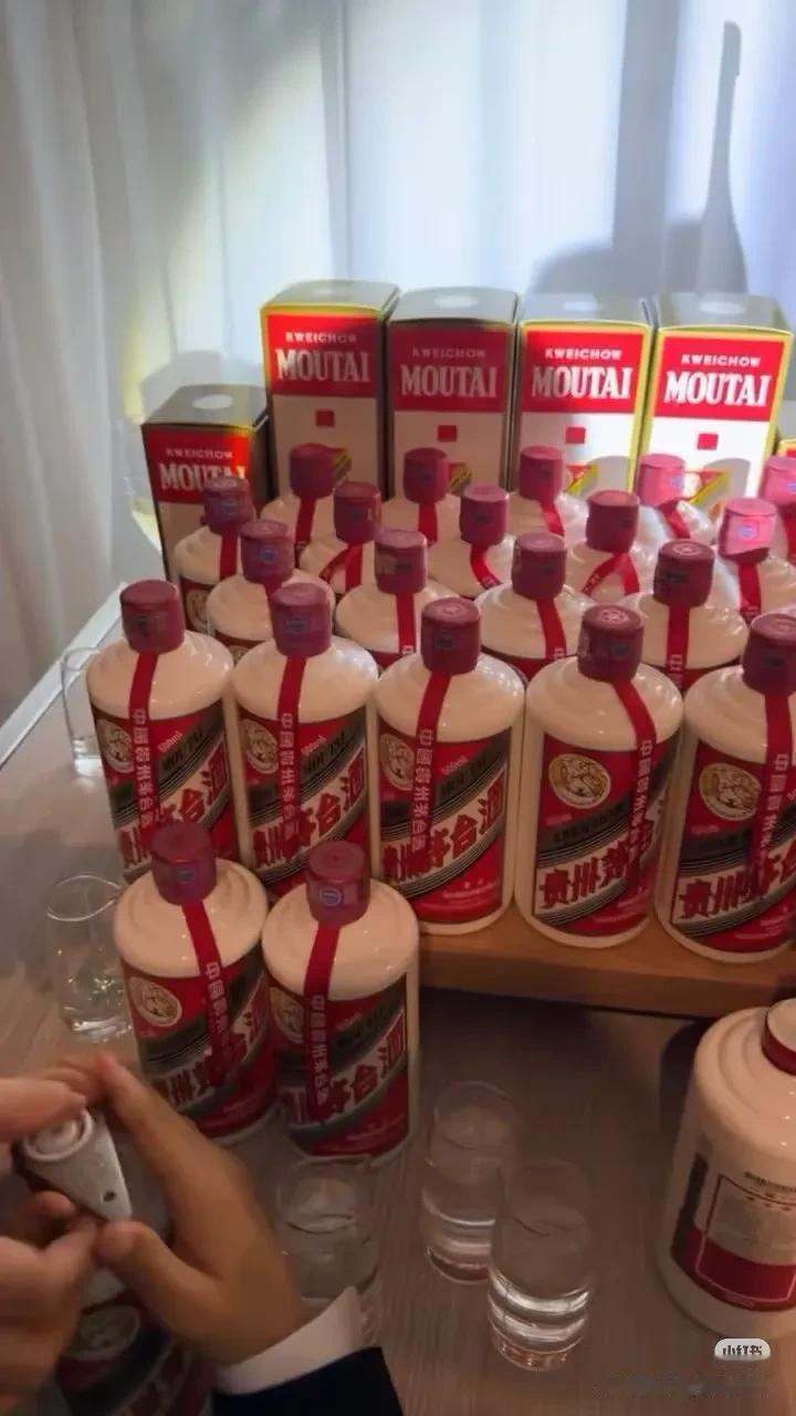 胡杏儿庆祝锡婚，桌上摆60多瓶茅台酒，让朋友狂饮，场面太奢侈了