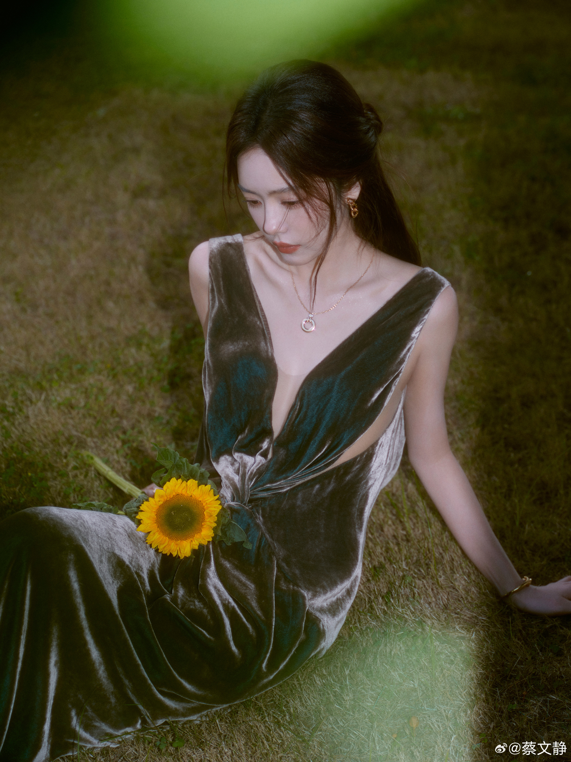 蔡文静深v连衣裙，人在画中游