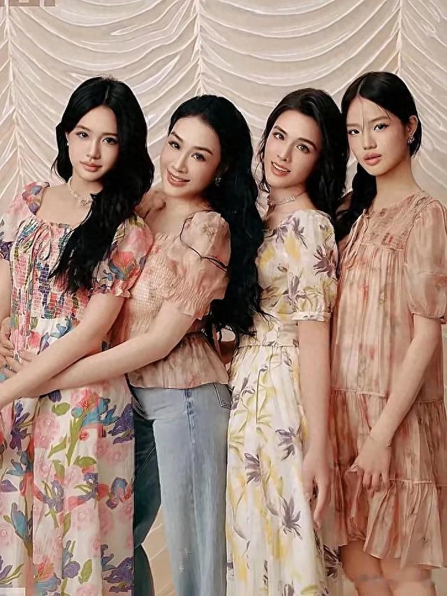 54岁钟丽缇携三女拍大片!母女四人美如姐妹,网友:基因太强大