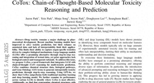 韓國大學推出CoTox：讓AI像毒理學專家一樣思考藥物毒性