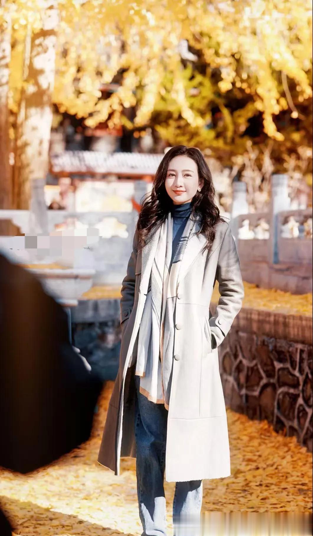 王鸥当妈后状态越发年轻！穿灰色大衣+牛仔裤，时髦又高级！