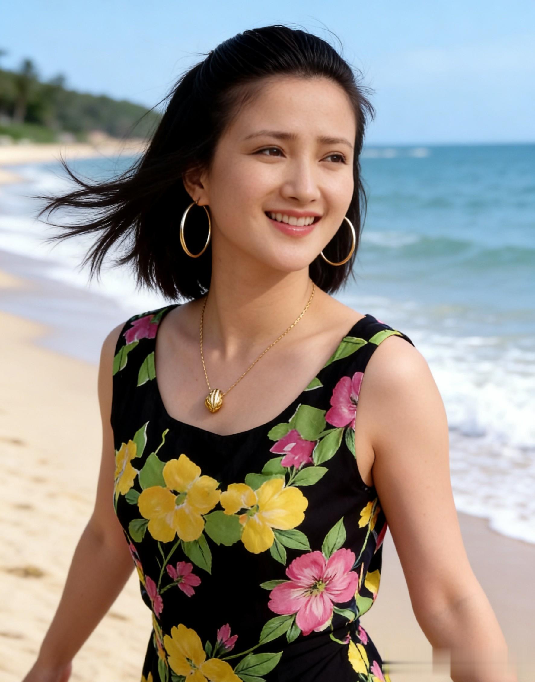 何晴刚出道时的清纯旧照，俏皮美丽