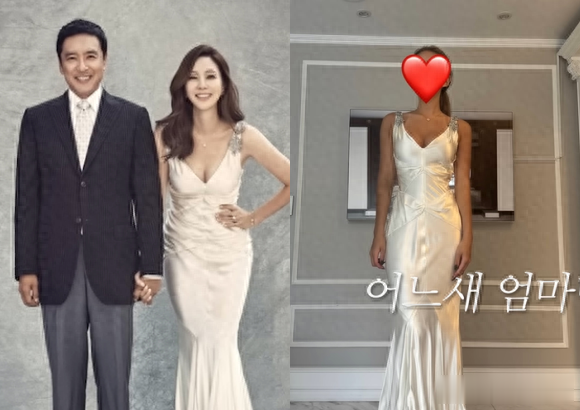 韩国女星公开20岁女儿照片,穿当年婚纱,梦回婚礼