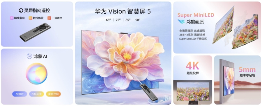 华为鸿蒙智行新品发布会 Vision智慧屏5、智能门锁2、路由X1系列发布