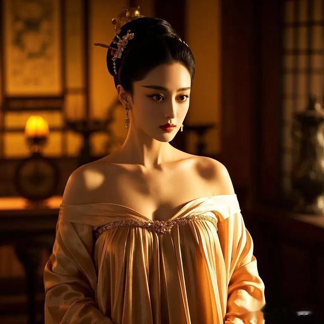 张馨予武媚娘漏肩长裙，曼妙身姿与妖娆气质并存，绝了！