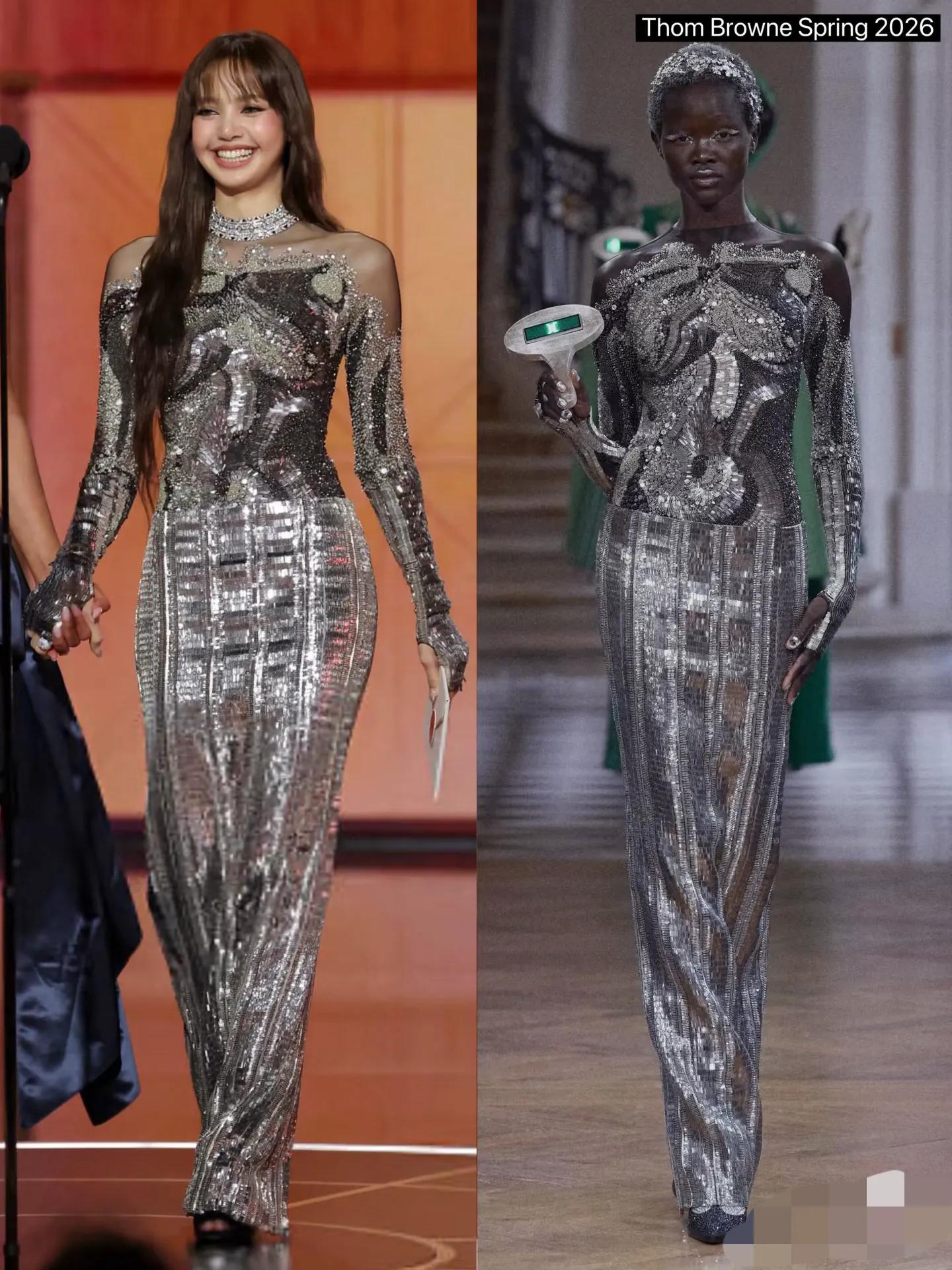 Lisa亮相金球奖，戴宝格丽高级珠宝，穿秀场礼服裙两套造型都超美