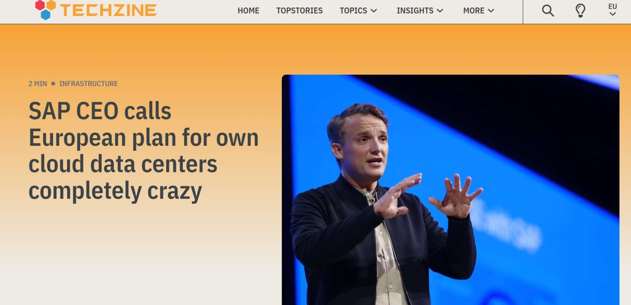 SAP首席执行官称欧洲自建云数据中心计划“完全不切实际”
