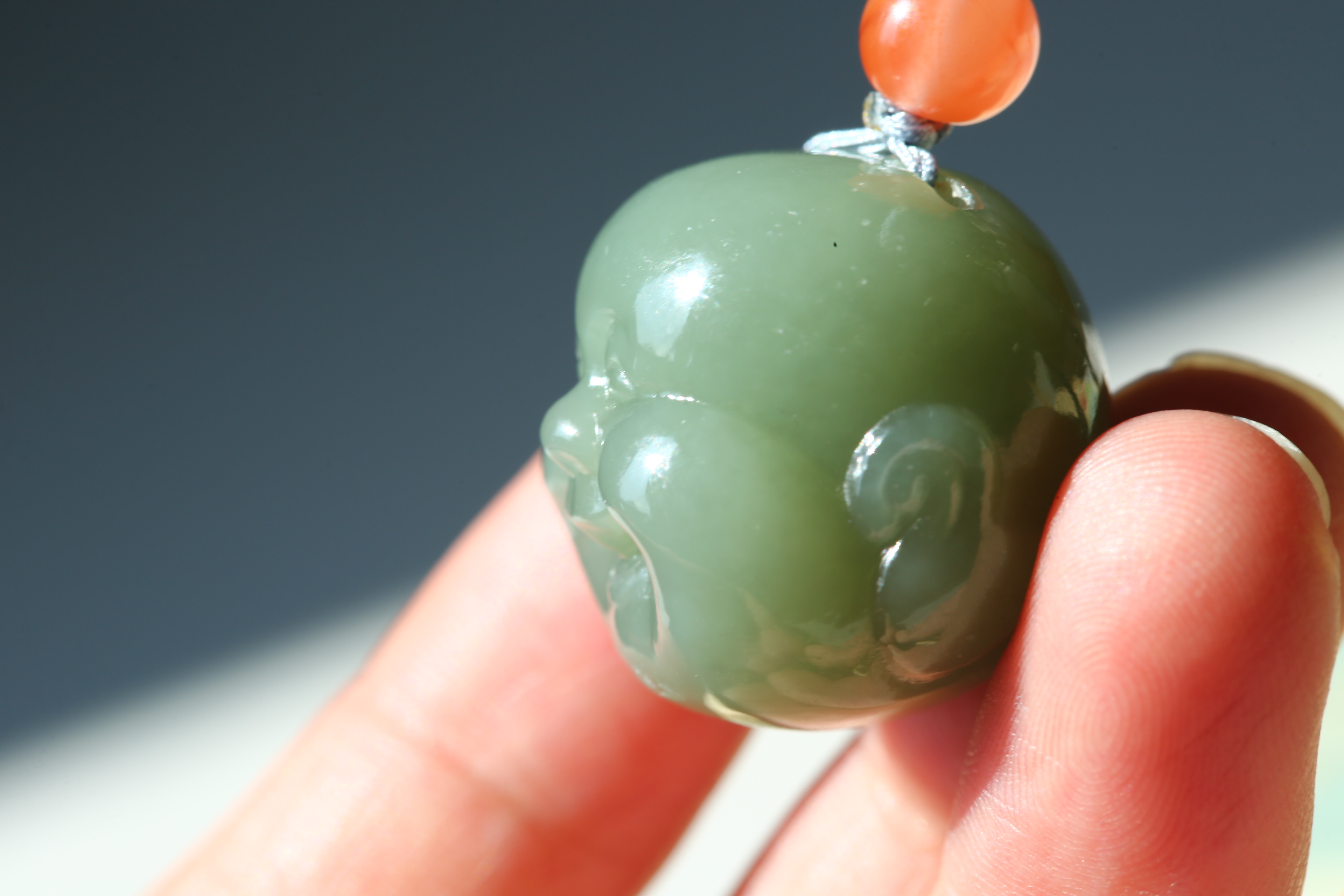 天然翡翠 弥勒仏 布袋尊 ペンダント ネックレス 布袋様】吉祥平安/健康/金運招来 - 天然和田玉 弥勒仏ネックレス