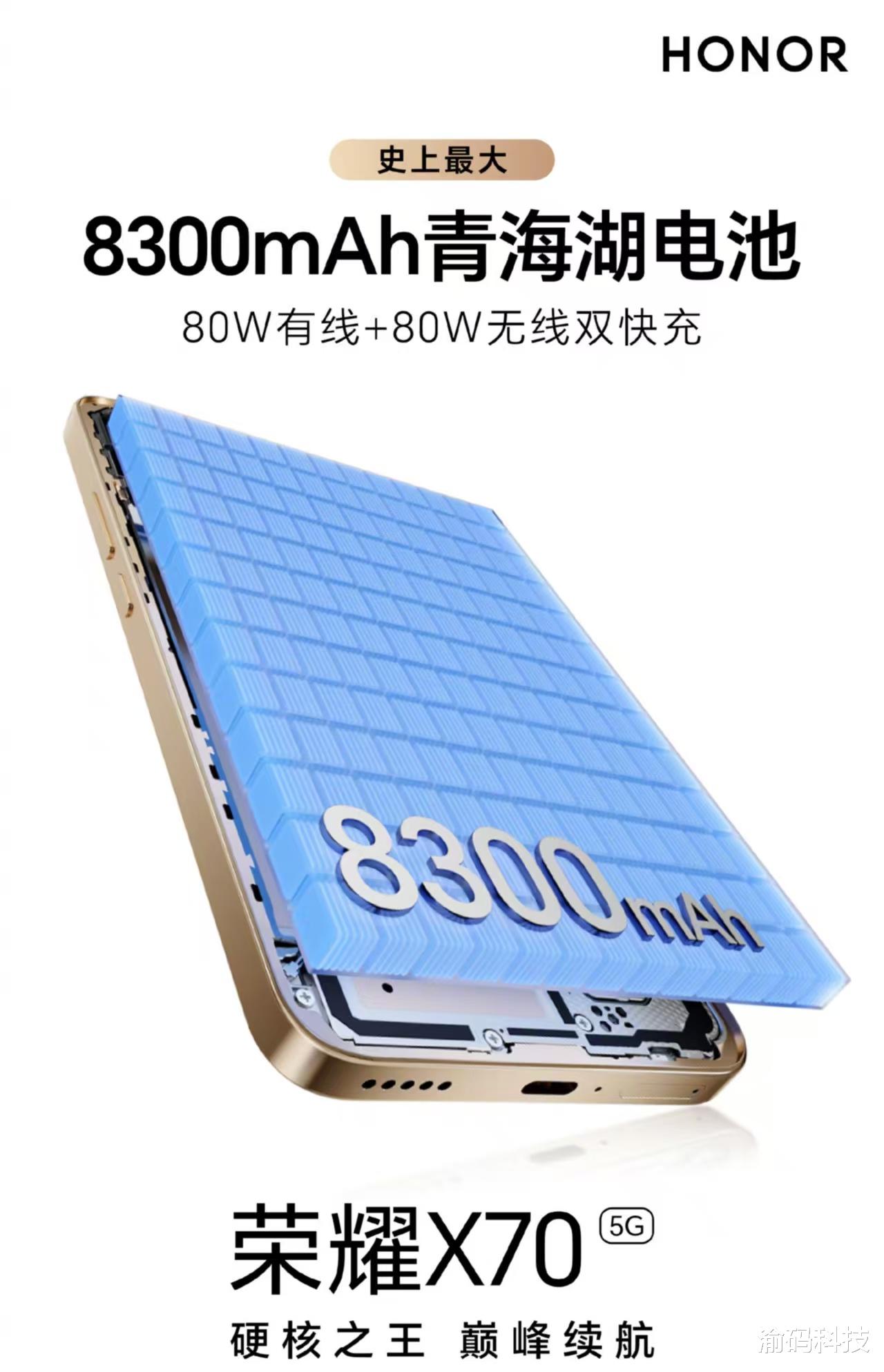 榮耀 X70： 大電量“續航王”，8300mAh 輕松應對全天候