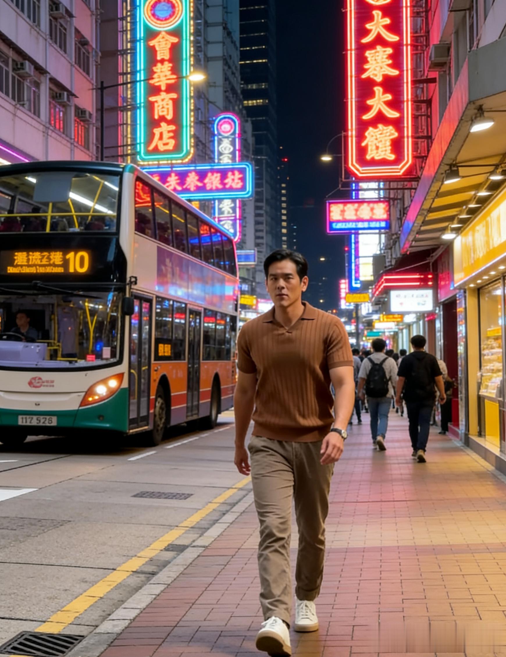 43岁彭于晏在香港街头被偶遇，他身材健壮，走路气势真足，帅呆了