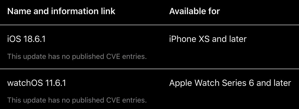 蘋果推送iOS 18.6.1正式版，iOS 26 Beta 6也同步更新！