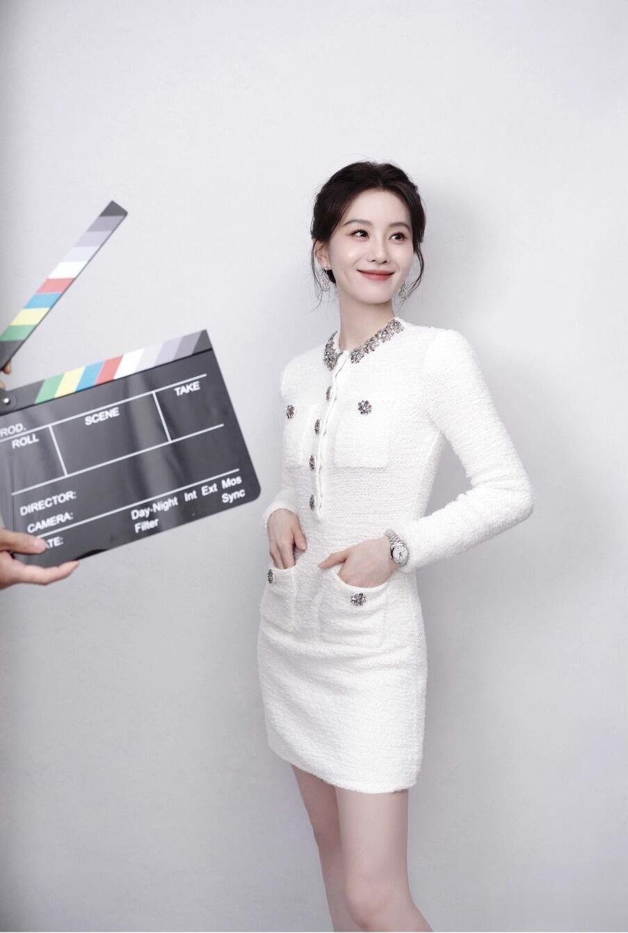 刘诗诗元旦美照封神，穿小香风发簪低挽，优雅女神新年第一抹温柔