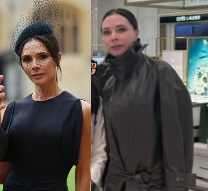 贝克汉姆老婆逛街被偶遇，喇叭裤里“踩高跷”显超高，让人不敢认