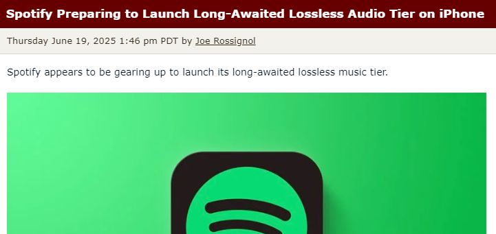Spotify无损音频计划曝光,与Apple Music展开音质较量