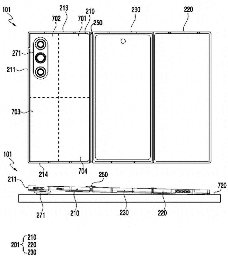 三星三折疊手機專利曝光，G型折疊三塊電池，有望最早11月發布