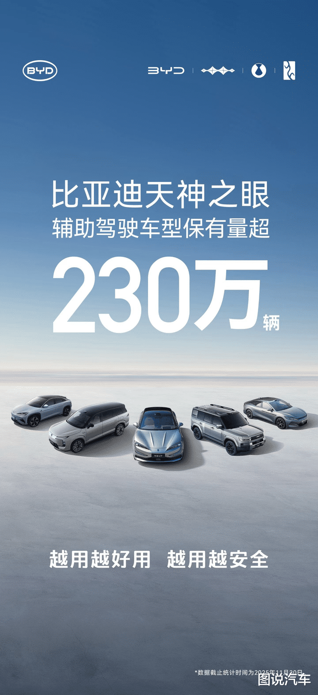 11月！比亚迪天神之眼车型月销破31万，累计装车量超230万