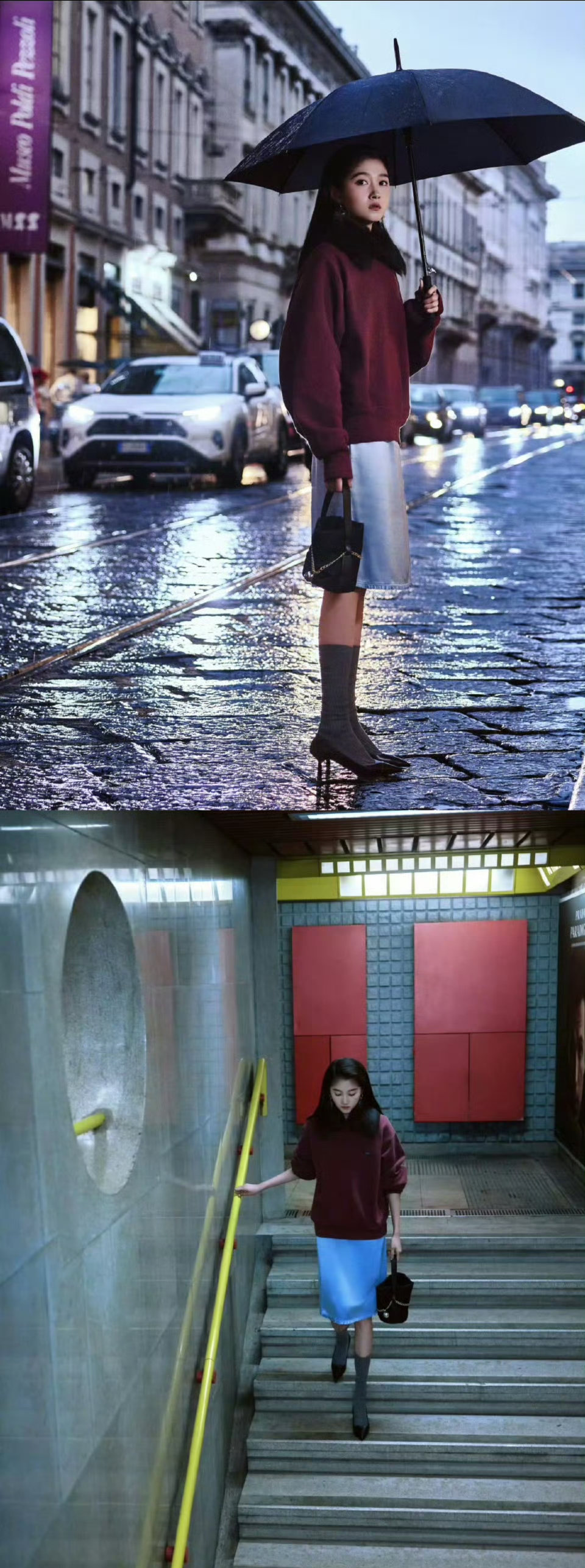 关晓彤现身米兰时装周看秀，造型主打轻松舒适、随性又惬意！