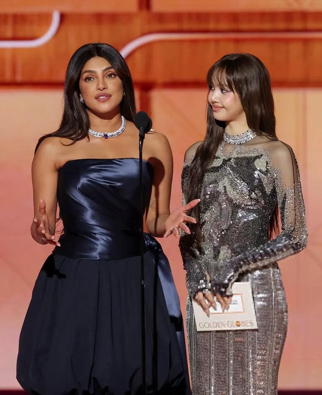 Lisa亮相金球奖，戴宝格丽高级珠宝，穿秀场礼服裙两套造型都超美