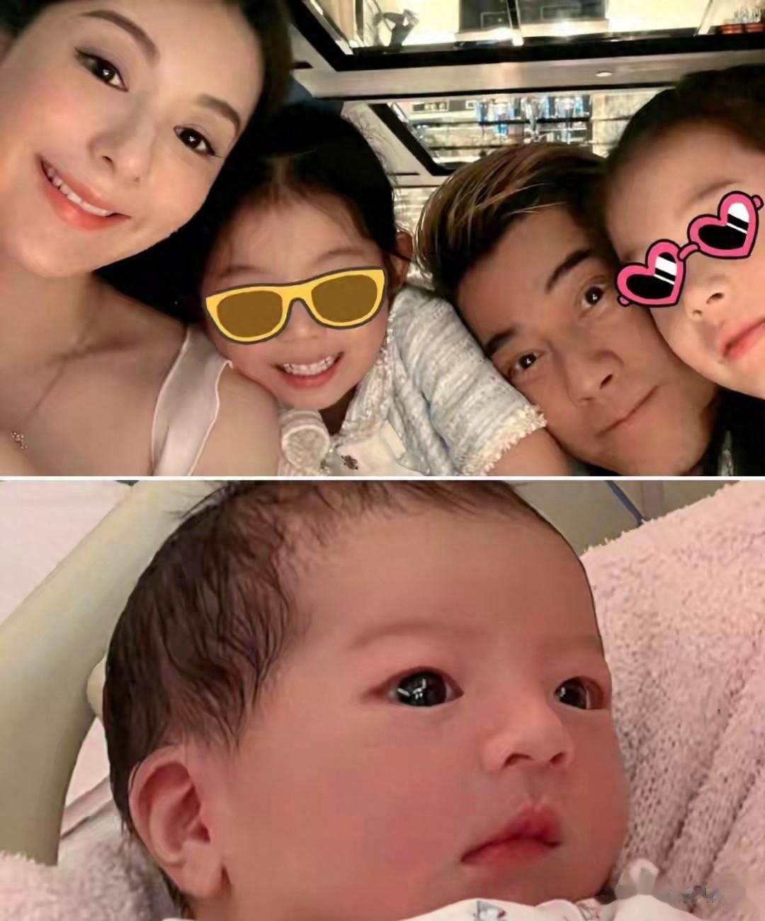 方媛晒三胎满月同框照,40岁生三胎仍似少女,郭富城女儿奴实锤