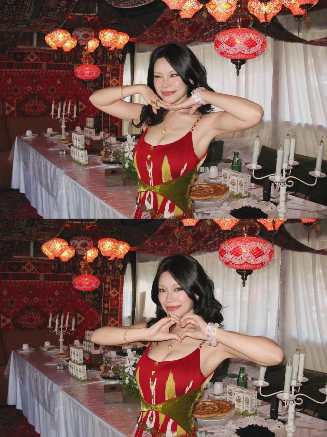 31岁万妮达参加婚礼！穿红裙大秀好身材，黑人男友打扮土气还显老