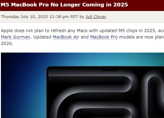 苹果M5版MacBook Pro 2025年“跳票”,2026年或有大动作