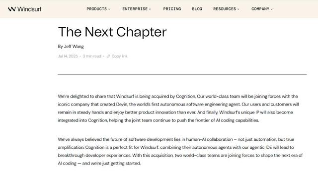 谷歌砸170億搶人，華人創企撿漏：Windsurf 72小時閃電解體