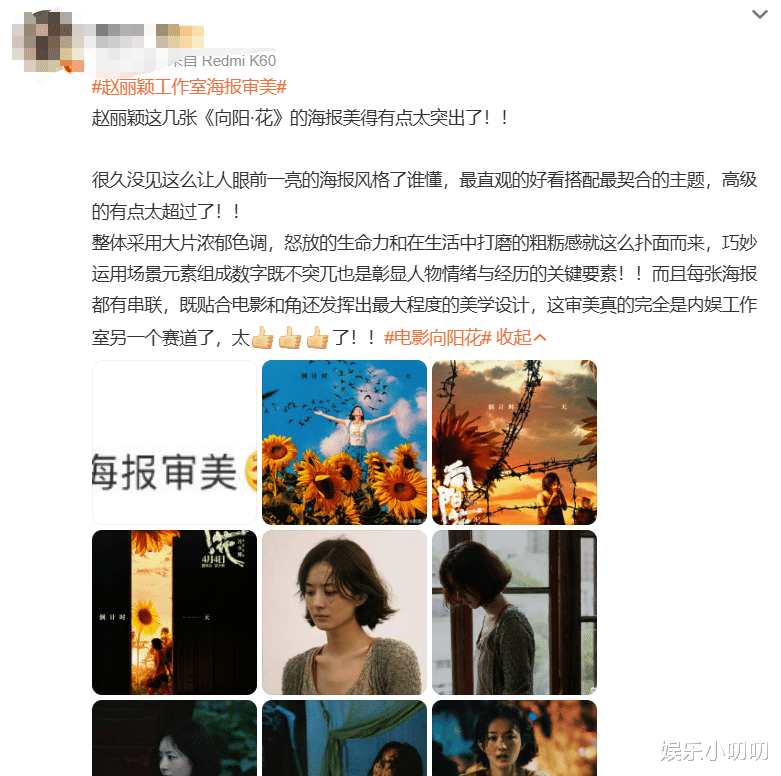 有格调！《向阳花》海报高级独特，赵丽颖工作室审美引怒赞