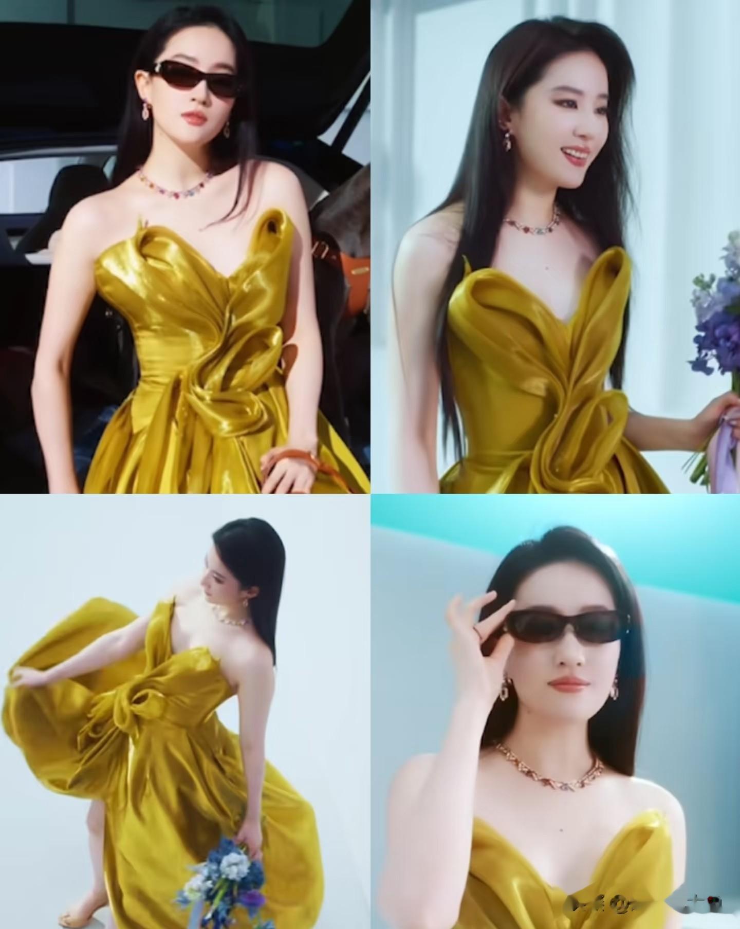 刘亦菲最新智界广告大片，穿姜黄色礼服裙美若天仙！