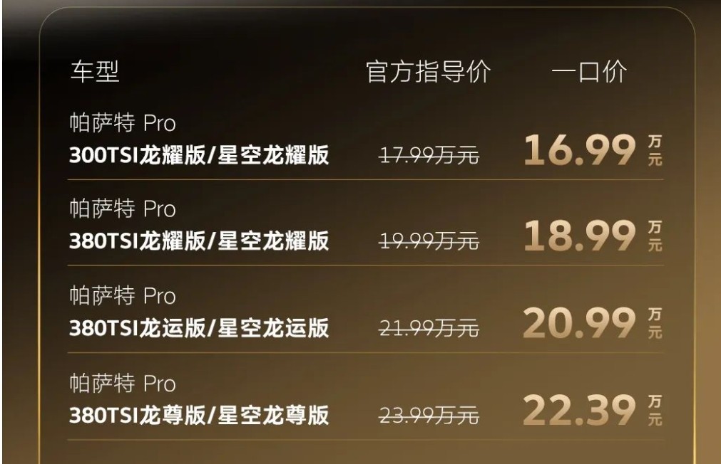 一口价16.99万起！新款帕萨特Pro加量不加价，买燃油车的有福了