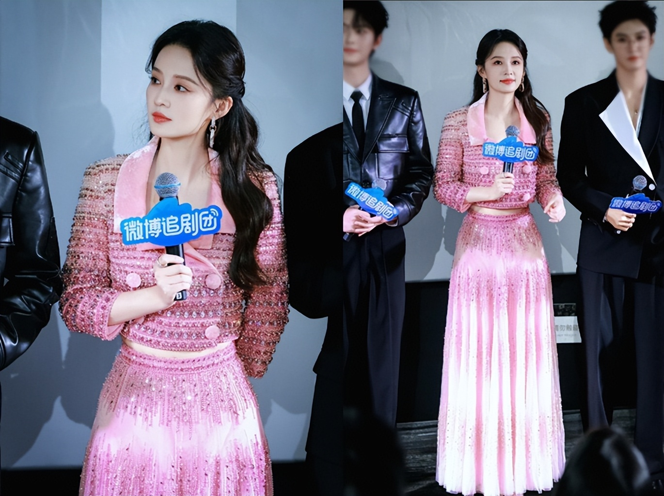 李沁穿粉色镶钻高定剧宣!妆容满分笑如公主,《一笑随歌》太出圈
