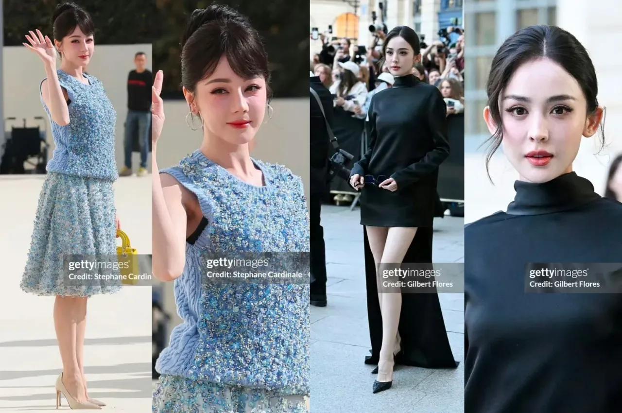 迪丽热巴的赫本妆也撑不起这套衣服,无袖针织蓝色上衣难看又臃肿