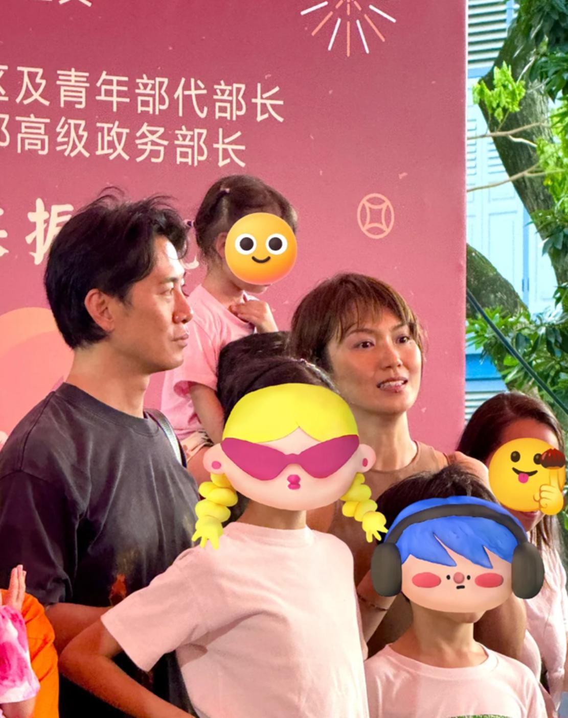 偶遇戚玉武一家四口，本人被评不好看很普通，女儿露脸长得很漂亮