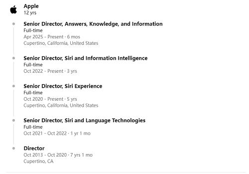 苹果又一AI高管被曝离职,三月内连失三员AI大将