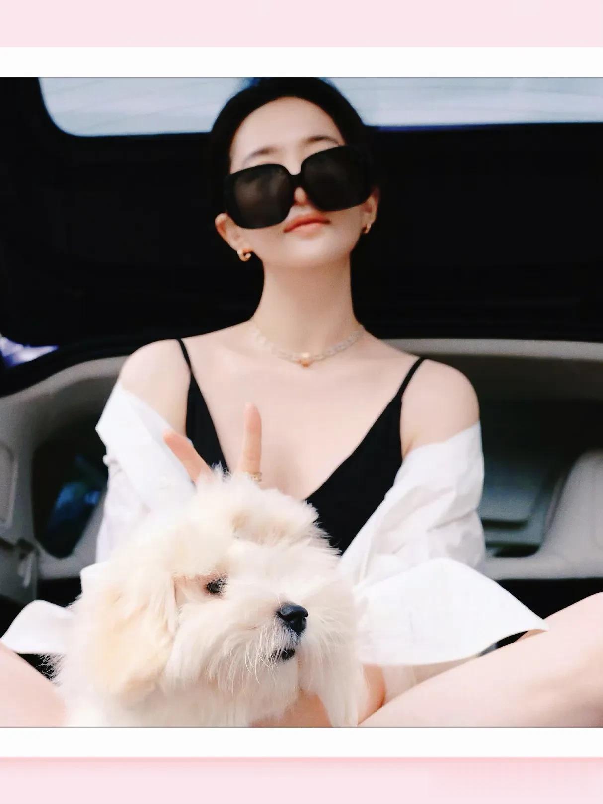 刘亦菲深夜更新动态，晒与小狗合影，穿短裙美腿抢镜，素颜美翻了