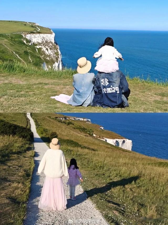 唐艺昕一家三口英国度假,背影照浪漫又幸福,女儿乖巧惹人爱