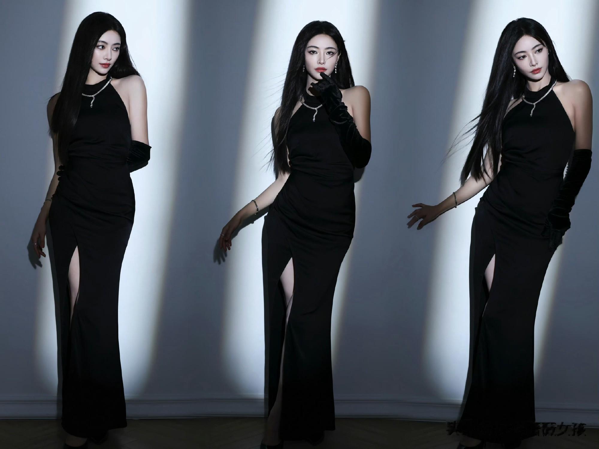 许佳琪黑裙光影大片，冷艳氛围感直接封神