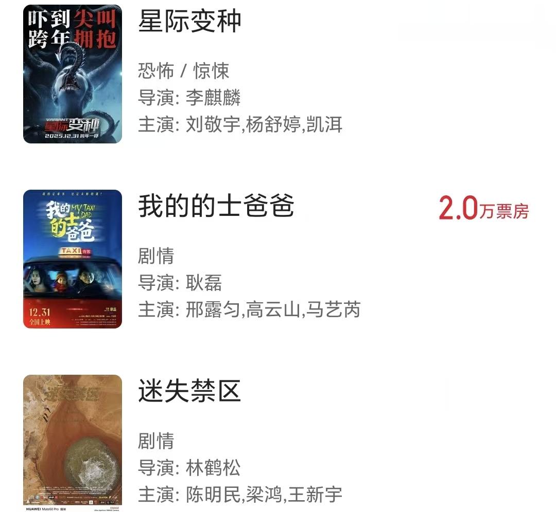 两天票房只有零元，观众都不知道它的存在，跨年档最惨电影诞生