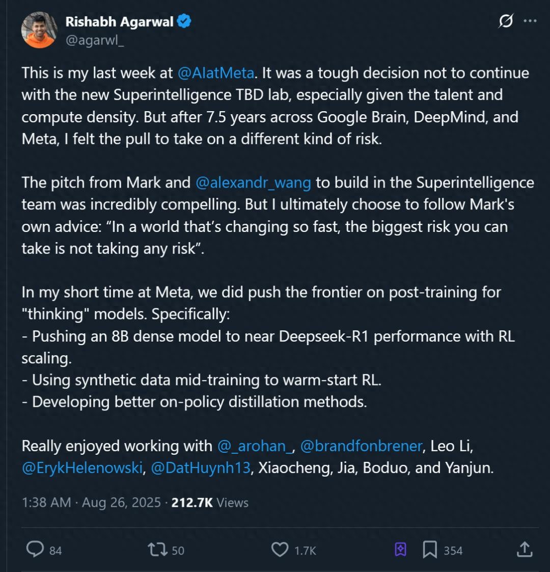 Meta万引强化学习大佬跑路,用小扎原话作为离别寄语,扎心了