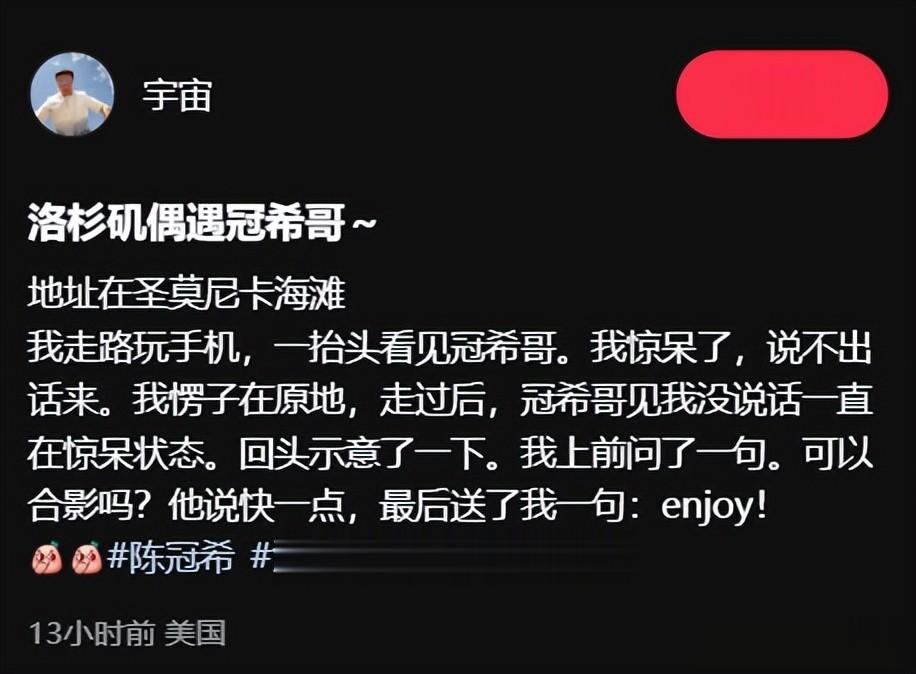 陈冠希洛杉矶被偶遇:八字胡、眯眯眼,穿宽松格子衫佝偻像老头