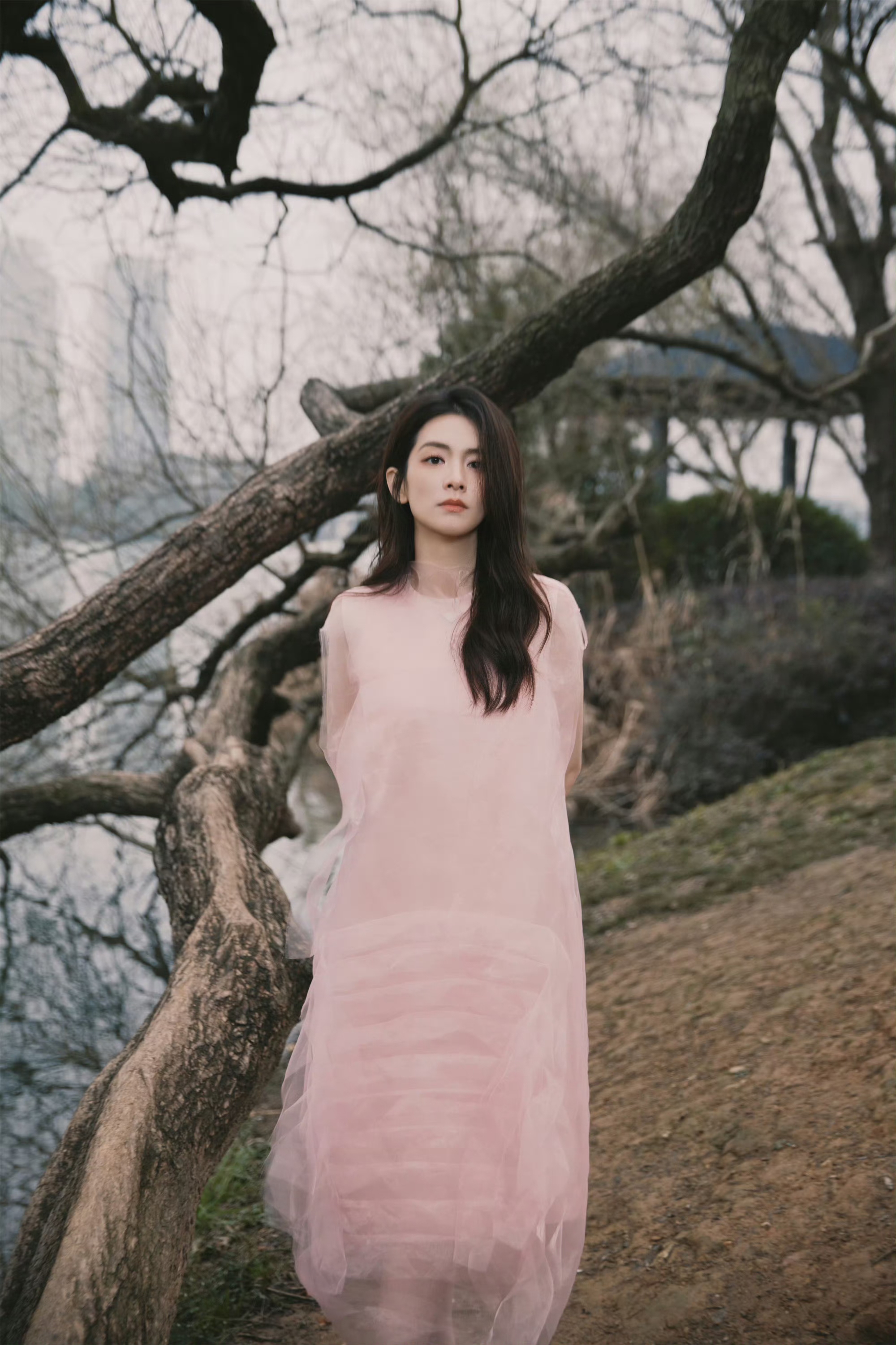 陈昊宇，身着一袭粉色连衣裙，淡雅怡人