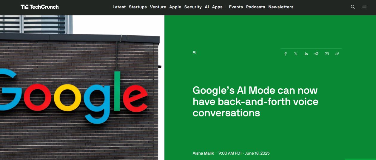 谷歌推出AI模式語音交互對話功能